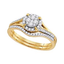 0.36 CTW Diamond Cluster Bridal Engagement Ring 10KT Yellow Gold - REF-37W5K