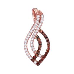 0.30 CTW Red Color Diamond Oval Strand Pendant 10KT Rose Gold - REF-14Y9X