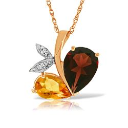 Genuine 5.06 ctw Garnet, Citrine & Diamond Necklace Jewelry 14KT Rose Gold - REF-61H5X