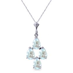 Genuine 1.95 ctw Aquamarine Necklace Jewelry 14KT White Gold - REF-27V5W