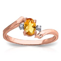 Genuine 0.46 ctw Citrine & Diamond Ring Jewelry 14KT Rose Gold - REF-28P3H