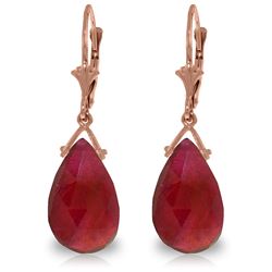 Genuine 16 ctw Ruby Earrings Jewelry 14KT Rose Gold - REF-85R2P
