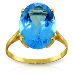 Genuine 8 ctw Blue Topaz Ring Jewelry 14KT Yellow Gold - REF-46M2T