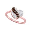Image 1 : 0.15 CTW Red Color Diamond Heart Cluster Ring 10KT Rose Gold - REF-25X4Y