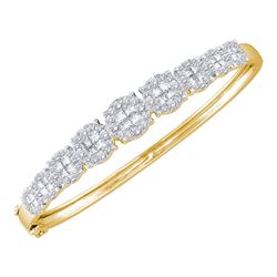 3.11 CTW Princess Diamond Soleil Bangle Bracelet 14KT Yellow Gold - REF-374W9K