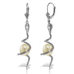 Genuine 8.06 ctw Pearl & Diamond Earrings Jewelry 14KT White Gold - REF-87Y2F