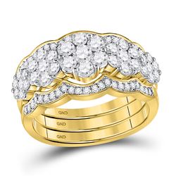 1.5 CTW Diamond 3-piece Bridal Engagement Ring 14KT Yellow Gold - REF-157W5K