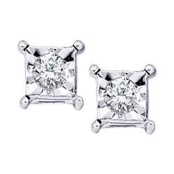 0.05 CTW Diamond Solitaire Square Stud Earrings 10KT White Gold - REF-8F2N