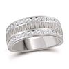 Image 1 : 1 CTW Mens Channel-set Diamond Grecco Textured Double Row Ring 14KT White Gold - REF-132M2H