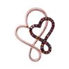 Image 1 : 0.12 CTW Red Color Diamond Double Linked Heart Pendant 10KT Rose Gold - REF-14F9N