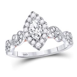 0.74 CTW Marquise Diamond Solitaire Bellina Bridal Ring 14KT Two-tone Gold - REF-112N5F