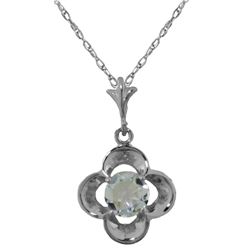 Genuine 0.55 ctw Aquamarine Necklace Jewelry 14KT White Gold - REF-20Z9N