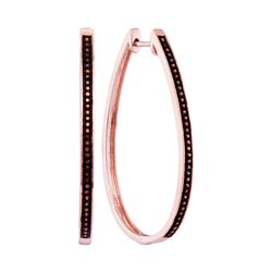 0.15 CTW Diamond Oblong Single Row Hoop Earrings 10KT Rose Gold - REF-49K5W