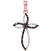 Image 1 : 0.11 CTW Red Color Diamond Oval Cross Outline Pendant 10KT Rose Gold - REF-13X4Y