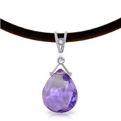 Genuine 6.51 ctw Amethyst & Diamond Necklace Jewelry 14KT White Gold - REF-26F9Z