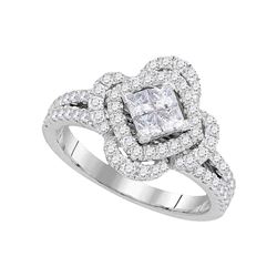 0.87 CTW Princess Diamond Cluster Ring 14KT White Gold - REF-112N5F