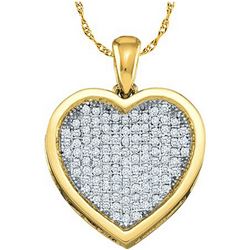 1 CTW Diamond Heart Pendant 10KT Yellow Gold - REF-82K4W