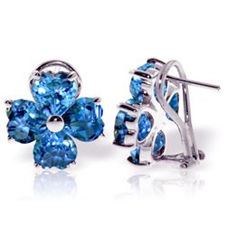 Genuine 7.6 ctw Blue Topaz Earrings Jewelry 14KT White Gold - REF-80T6A