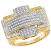 Image 1 : 0.50 CTW Mens Diamond Convex Cross Rectangle Cluster Ring 10KT Yellow Gold - REF-67F4N