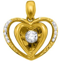 0.15 CTW Moving Twinkle Diamond Heart Pendant 10KT Yellow Gold - REF-24Y2X