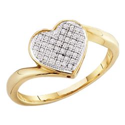 0.05 CTW Diamond Heart Love Cluster Ring 10KT Yellow Gold - REF-10M5H
