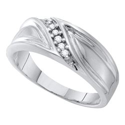 0.09 CTW Mens Diamond Wedding Ring 10KT White Gold - REF-24X2Y