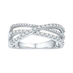 0.50 CTW Diamond Triple Strand Crossover Ring 10KT White Gold - REF-41F9N