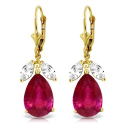 Genuine 11 ctw White Topaz Earrings Jewelry 14KT Yellow Gold - REF-95R3P