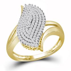 0.40 CTW Diamond Oval Cluster Ring 10KT Yellow Gold - REF-30M2H