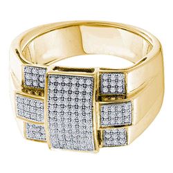 0.50 CTW Mens Diamond Square Cross Cluster Ring 10KT Yellow Gold - REF-79F4N