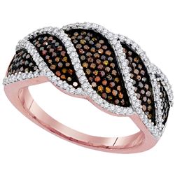 0.76 CTW Red Color Diamond Ring 10KT Rose Gold - REF-79N4F