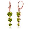 Image 1 : Genuine 6 ctw Peridot Earrings Jewelry 14KT Rose Gold - REF-66P9H