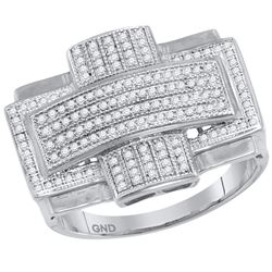 0.50 CTW Mens Diamond Convex Cross Rectangle Cluster Ring 10KT White Gold - REF-67Y4X