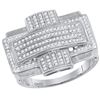 Image 1 : 0.50 CTW Mens Diamond Convex Cross Rectangle Cluster Ring 10KT White Gold - REF-67Y4X