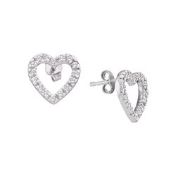 0.22 CTW Diamond Heart Stud Earrings 10KT White Gold - REF-14N9F