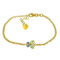 Genuine 0.60 ctw Blue Topaz & Peridot Bracelet Jewelry 14KT Yellow Gold - REF-41R6P