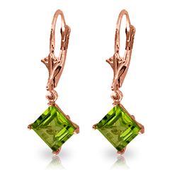 Genuine 3.2 ctw Peridot Earrings Jewelry 14KT Rose Gold - REF-30M2T