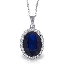 Genuine 6.58 ctw Sapphire & Diamond Necklace Jewelry 14KT White Gold - REF-103X5M