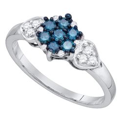 0.35 CTW Blue Color Diamond Cluster Ring 10KT White Gold - REF-22K4W