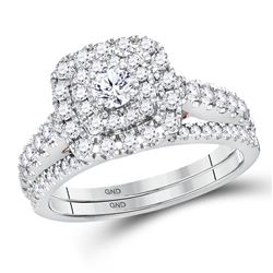 1.03 CTW Diamond Bellissimo Double Square Halo Bridal Ring 14KT White Gold - REF-120Y2X