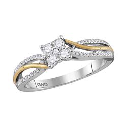 0.26 CTW Diamond Cluster Promise Bridal Ring 10KT Two-tone Gold - REF-30Y2X