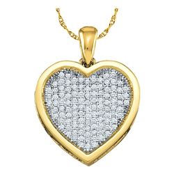 0.05 CTW Diamond Cluster Small Heart Love Pendant 10KT Yellow Gold - REF-4W5K