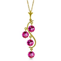Genuine 2.25 ctw Pink Topaz Necklace Jewelry 14KT Yellow Gold - REF-30F9Z