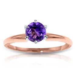 Genuine 0.65 ctw Amethyst Ring Jewelry 14KT Rose Gold - REF-26H9X