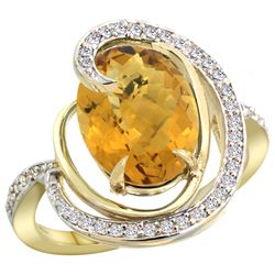 Natural 6.53 ctw quartz & Diamond Engagement Ring 14K Yellow Gold - REF-70Z6Y