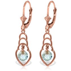 Genuine 1.25 ctw Blue Topaz Earrings Jewelry 14KT Rose Gold - REF-25K6V
