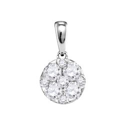 1.01 CTW Pave-set Diamond Circle Cluster Pendant 14KT White Gold - REF-119K9W