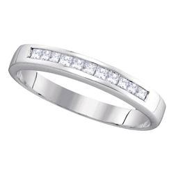 0.25 CTW Princess Channel-set Diamond Single Row Ring 14KT White Gold - REF-32N9F