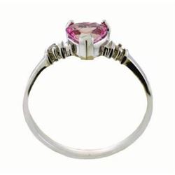 Genuine 0.98 ctw Pink Topaz & Diamond Ring Jewelry 14KT White Gold - REF-31V2W