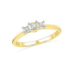 0.08 CTW Diamond 3-stone Bridal Engagement Ring 10KT Yellow Gold - REF-14W9K